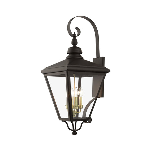 Adams 4-Light Extra Large Outdoor Wall Lantern in Bronze with Antique Brass Finish Cluster