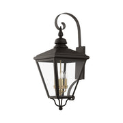 Adams 4-Light Extra Large Outdoor Wall Lantern in Bronze with Antique Brass Finish Cluster