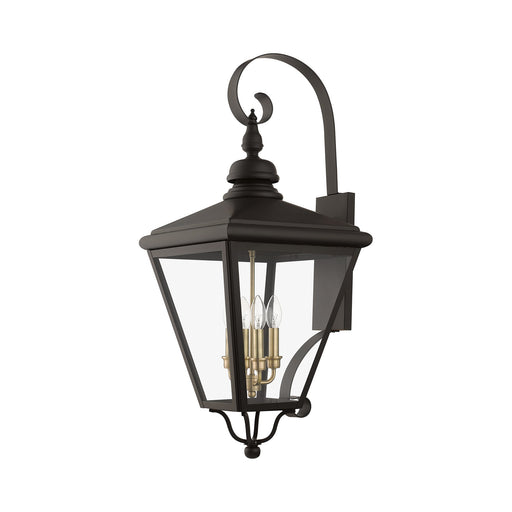 Adams 4-Light Extra Large Outdoor Wall Lantern in Bronze with Antique Brass Finish Cluster
