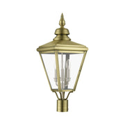 Adams 3-Light Large Outdoor Post Light in Antique Brass with Brushed Nickel Finish Cluster