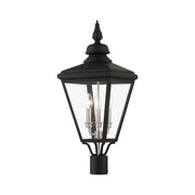 Adams 3-Light Large Outdoor Post Light in Black with Brushed Nickel Finish Cluster