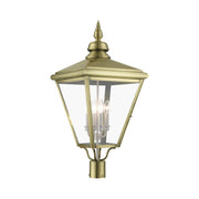 Adams 4-Light Extra Large Outdoor Post Light in Antique Brass with Brushed Nickel Finish Cluster