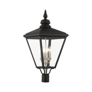 Adams 4-Light Extra Large Outdoor Post Light in Black with Brushed Nickel Finish Cluster