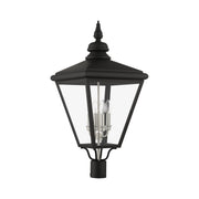 Adams 4-Light Extra Large Outdoor Post Light in Black with Brushed Nickel Finish Cluster