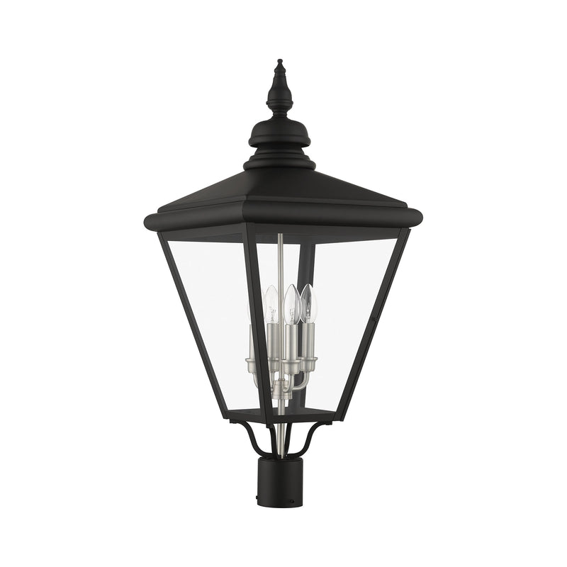 Adams 4-Light Extra Large Outdoor Post Light in Black with Brushed Nickel Finish Cluster