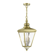 Adams 3-Light Large Outdoor Hanging Lantern in Antique Brass with Brushed Nickel Finish Cluster