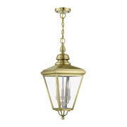 Adams 3-Light Large Outdoor Hanging Lantern in Antique Brass with Brushed Nickel Finish Cluster