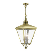 Adams 4-Light Extra Large Outdoor Hanging Lantern in Antique Brass with Brushed Nickel Finish Cluster