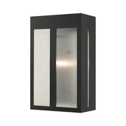 Lafayette Large Outdoor Wall Lantern in Black with Hammered Brushed Nickel Panels