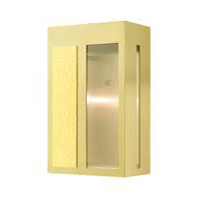 Lafayette Large Outdoor Wall Lantern in Satin Brass with Hammered Polished Brass Panels