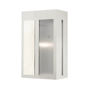 Lafayette Large Outdoor Wall Lantern in Brushed Nickel with Hammered Polished Nickel Panels
