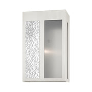 Lafayette Large Outdoor Wall Lantern in Brushed Nickel with Hammered Polished Nickel Panels