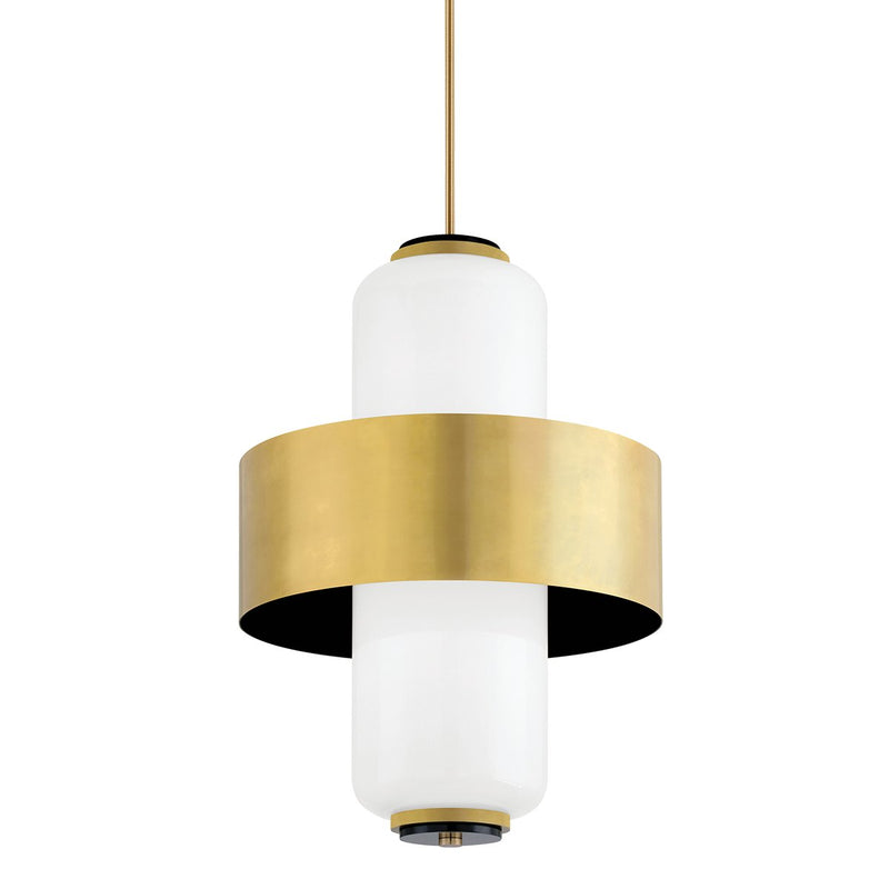 Melrose 6-Light Pendant in Vintage Brass / Soft Black