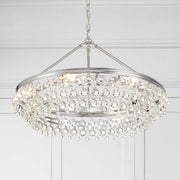 Calypso 6 Light 30" Chandelier in Polished Chrome in a room setting