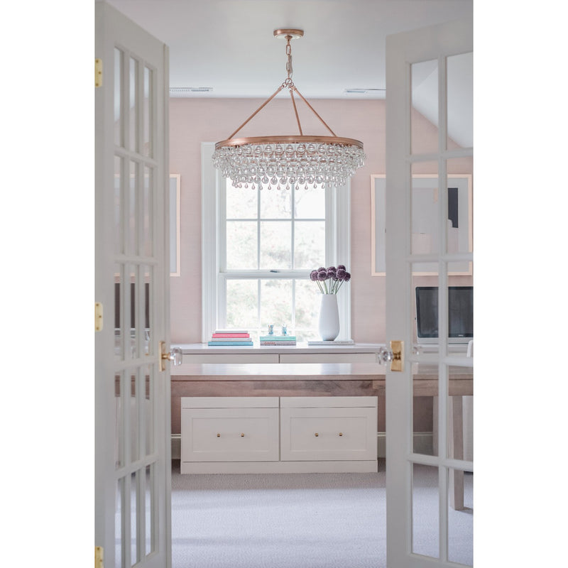 Calypso 6 Light 30" Chandelier in Vibrant Gold in a room setting