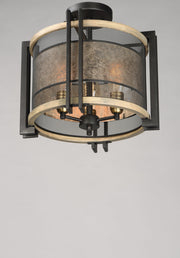 Boundry 3 Light Semi-Flush Mount in Black / Barn Wood / Antique Brass