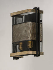 Boundry 2 Light Wall Sconce in Black / Barn Wood / Antique Brass