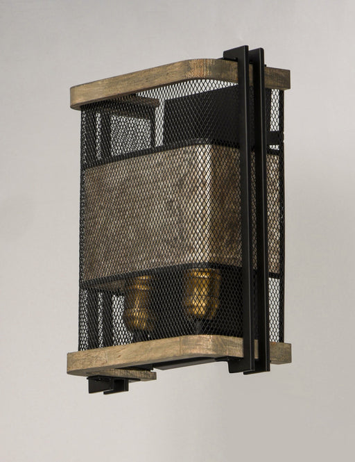 Boundry 2 Light Wall Sconce in Black / Barn Wood / Antique Brass