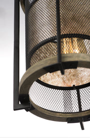 Boundry 1 Light Pendant in Black / Barn Wood / Antique Brass