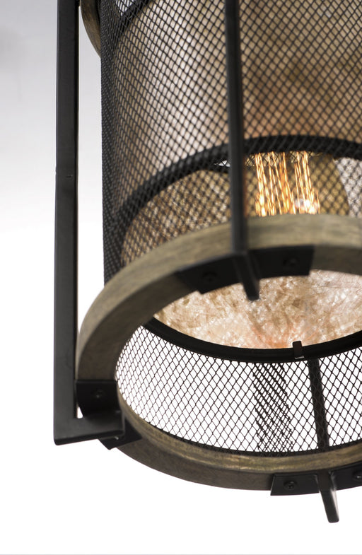 Boundry 1 Light Pendant in Black / Barn Wood / Antique Brass
