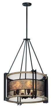 Boundry 6 Light Chandelier in Black / Barn Wood / Antique Brass