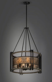 Boundry 6 Light Chandelier in Black / Barn Wood / Antique Brass