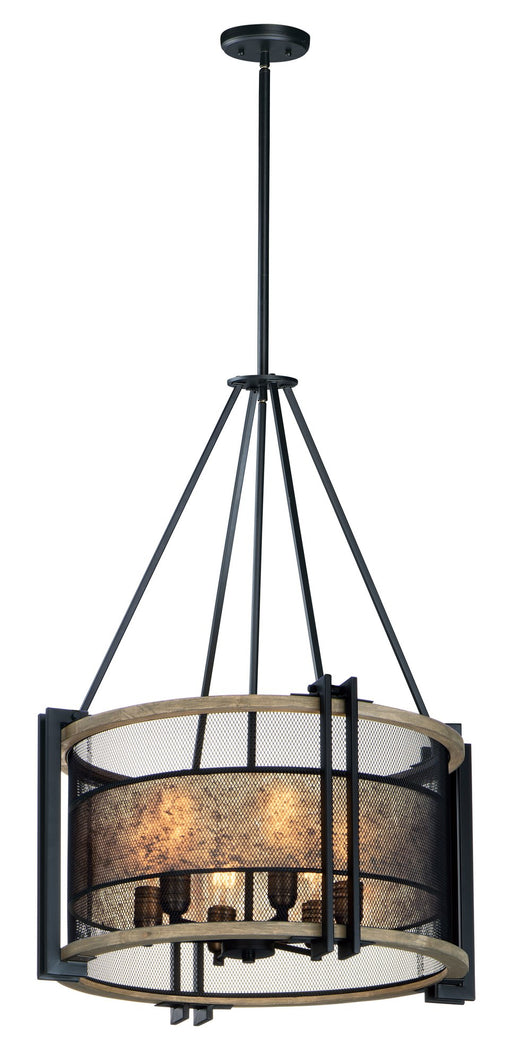 Boundry 6 Light Chandelier in Black / Barn Wood / Antique Brass