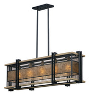 Boundry 5 Light Linear Chandelier in Black / Barn Wood / Antique Brass