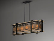 Boundry 5 Light Linear Chandelier in Black / Barn Wood / Antique Brass