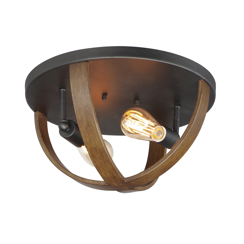 Compass 2 Light Flush Mount in Antique Pecan / Black