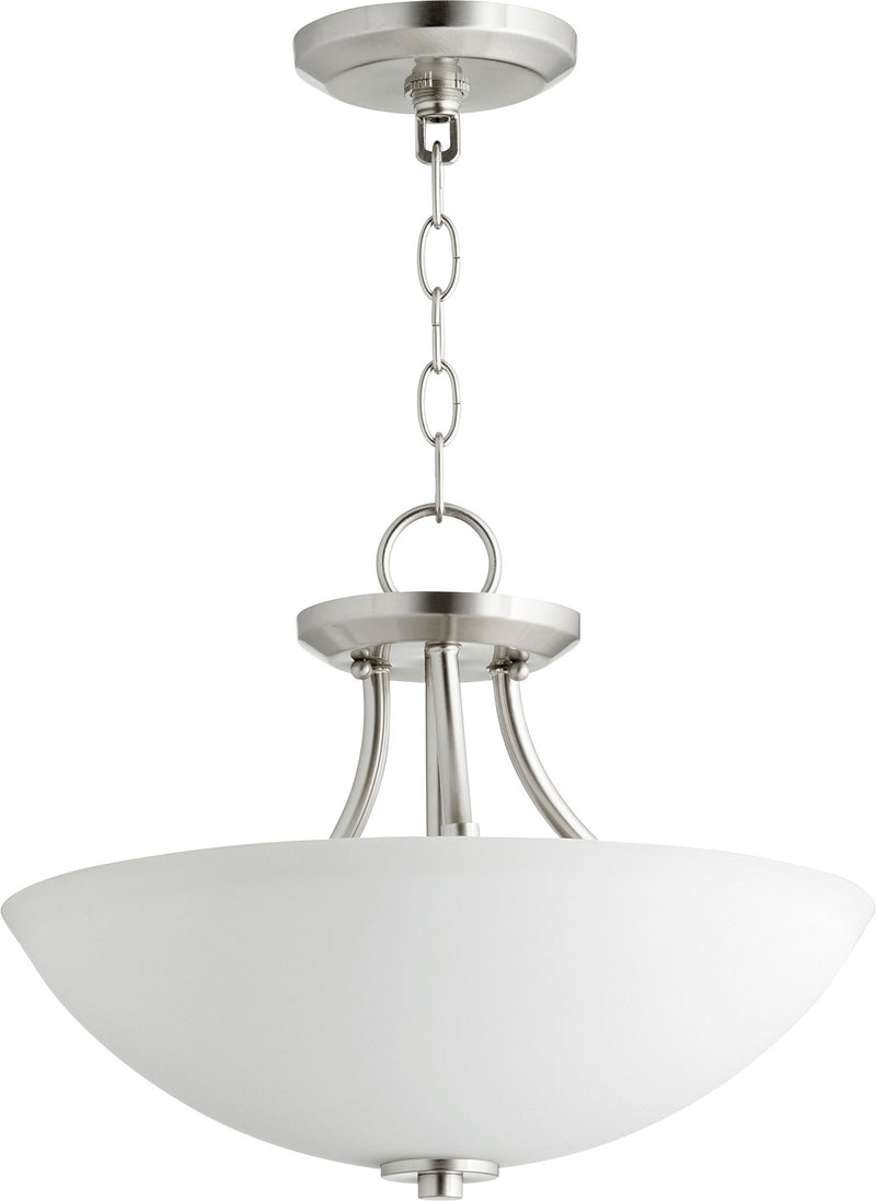 Barkley 15" 3 Light Semi-Flush Mount in Satin Nickel