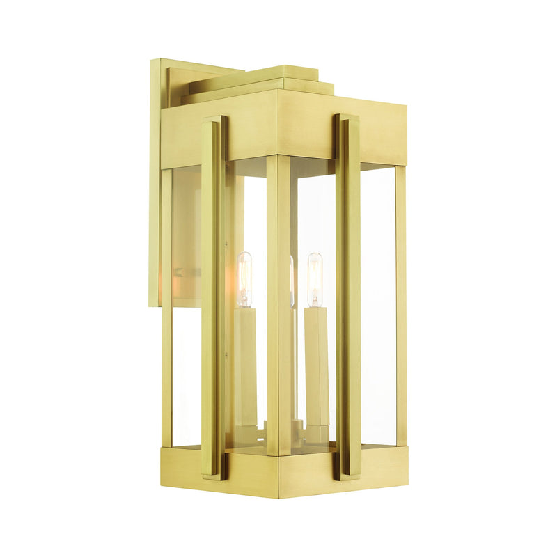 Lexington 3-Light Large Outdoor Wall Lantern in Natural Brass