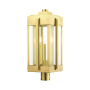 Lexington 3-Light Large Outdoor Post Light in Natural Brass