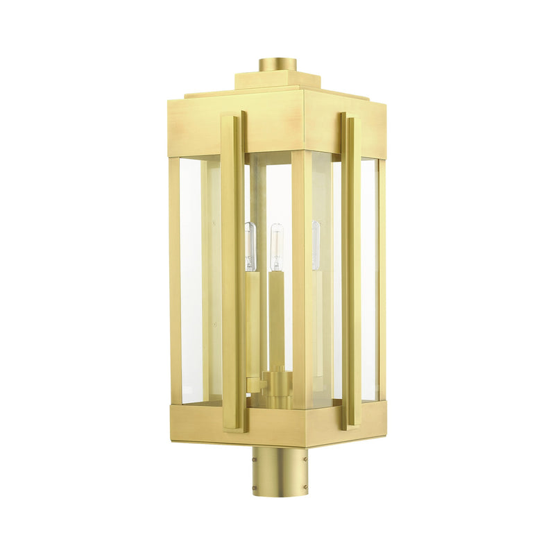 Lexington 3-Light Large Outdoor Post Light in Natural Brass