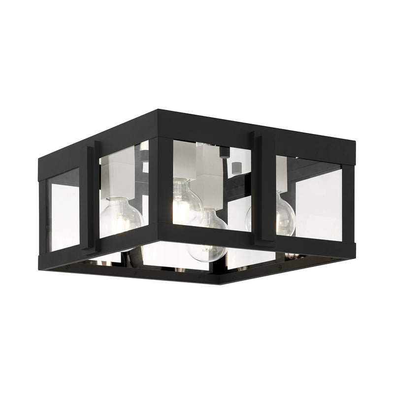 Lexington 4-Light Large Outdoor Flush Mount in Black