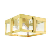 Lexington 4-Light Large Outdoor Flush Mount in Natural Brass