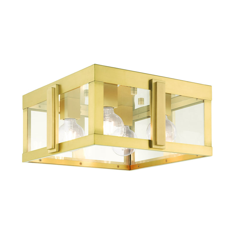 Lexington 4-Light Large Outdoor Flush Mount in Natural Brass