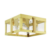 Lexington 4-Light Large Outdoor Flush Mount in Natural Brass