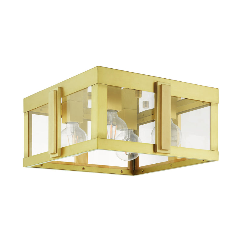 Lexington 4-Light Large Outdoor Flush Mount in Natural Brass
