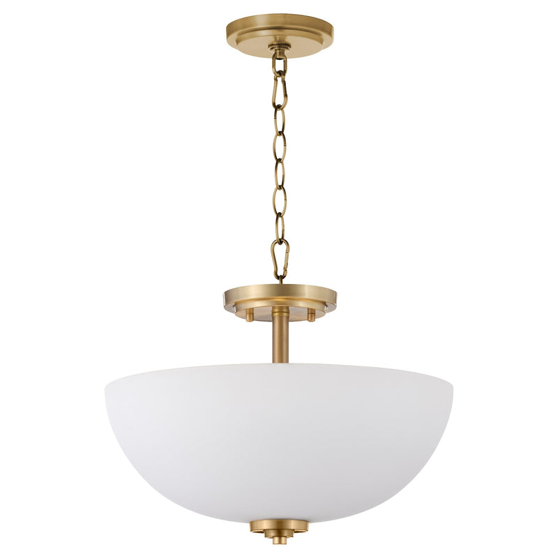 Adams 15" 3 Light Dual Mount Pendant in Aged Brass