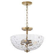 Adams 15" 3 Light Dual Mount Pendant in Aged Brass