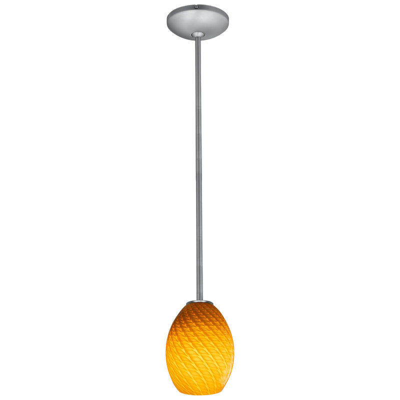 Brandy Firebird Stem Mini Pendant in Brushed Steel