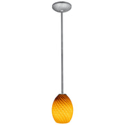 Brandy Firebird Stem Mini Pendant in Brushed Steel