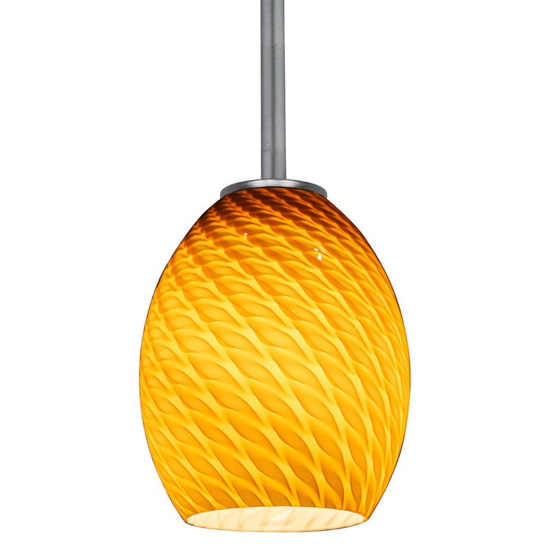 Brandy Firebird Stem Mini Pendant in Brushed Steel