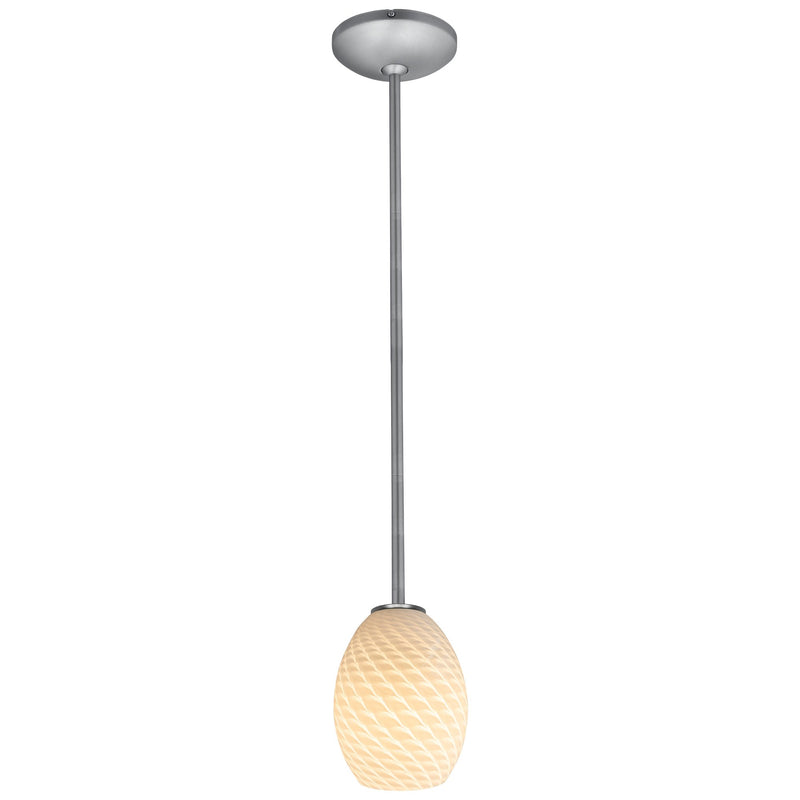 Brandy Firebird Stem Mini Pendant in Brushed Steel