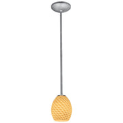 Brandy Firebird Stem Mini Pendant in Brushed Steel