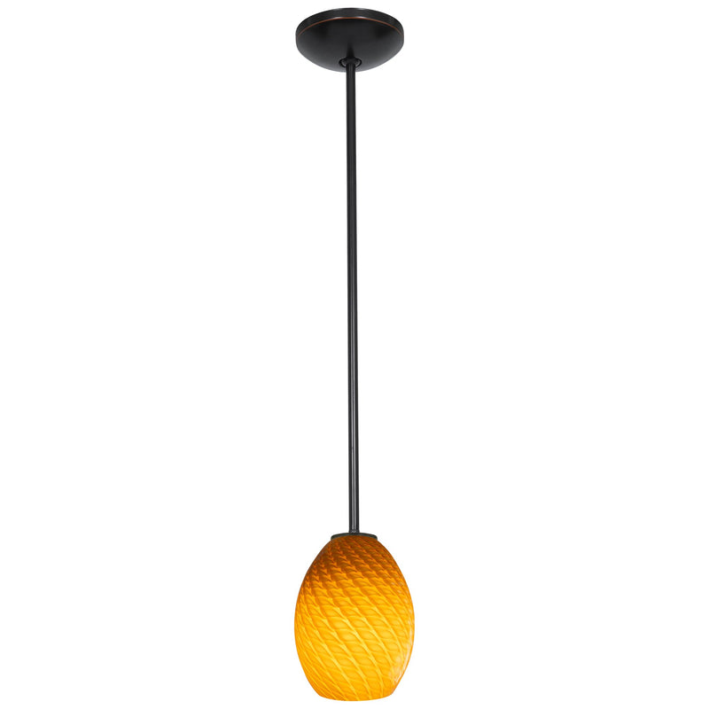 Brandy Firebird Stem Mini Pendant in Oil Rubbed Bronze