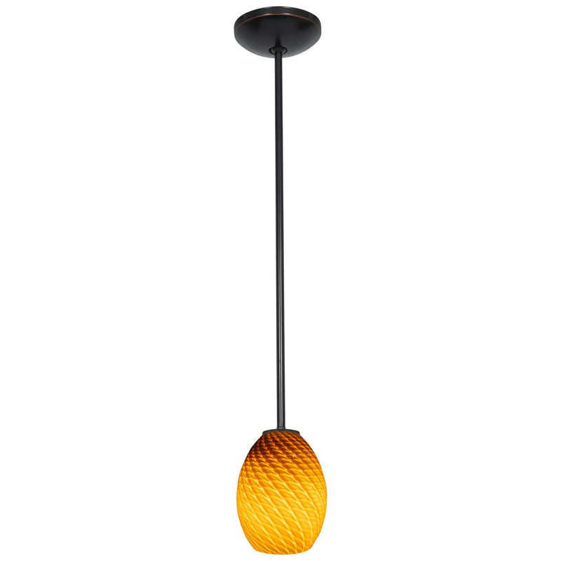 Brandy Firebird Stem Mini Pendant in Oil Rubbed Bronze