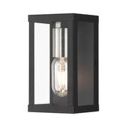 Gaffney Small ADA Outdoor Wall Lantern in Black with Brushed Nickel Finish Accents