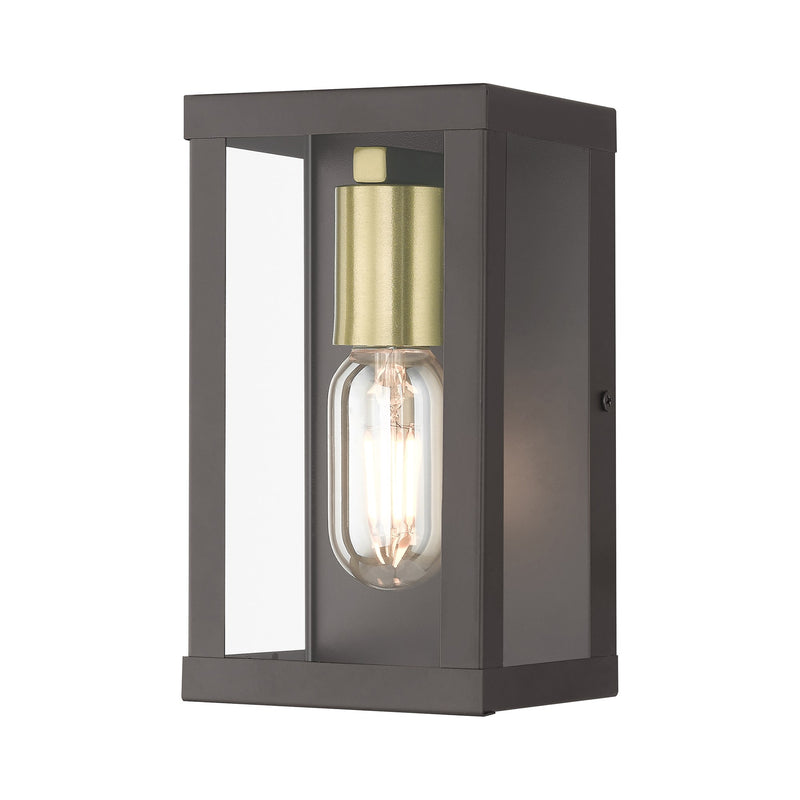 Gaffney Small ADA Outdoor Wall Lantern in Bronze with Antique Gold Finish Accents